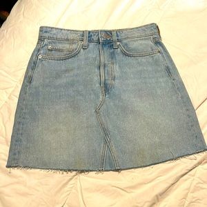 Raw Hem Denim Mini Skirt